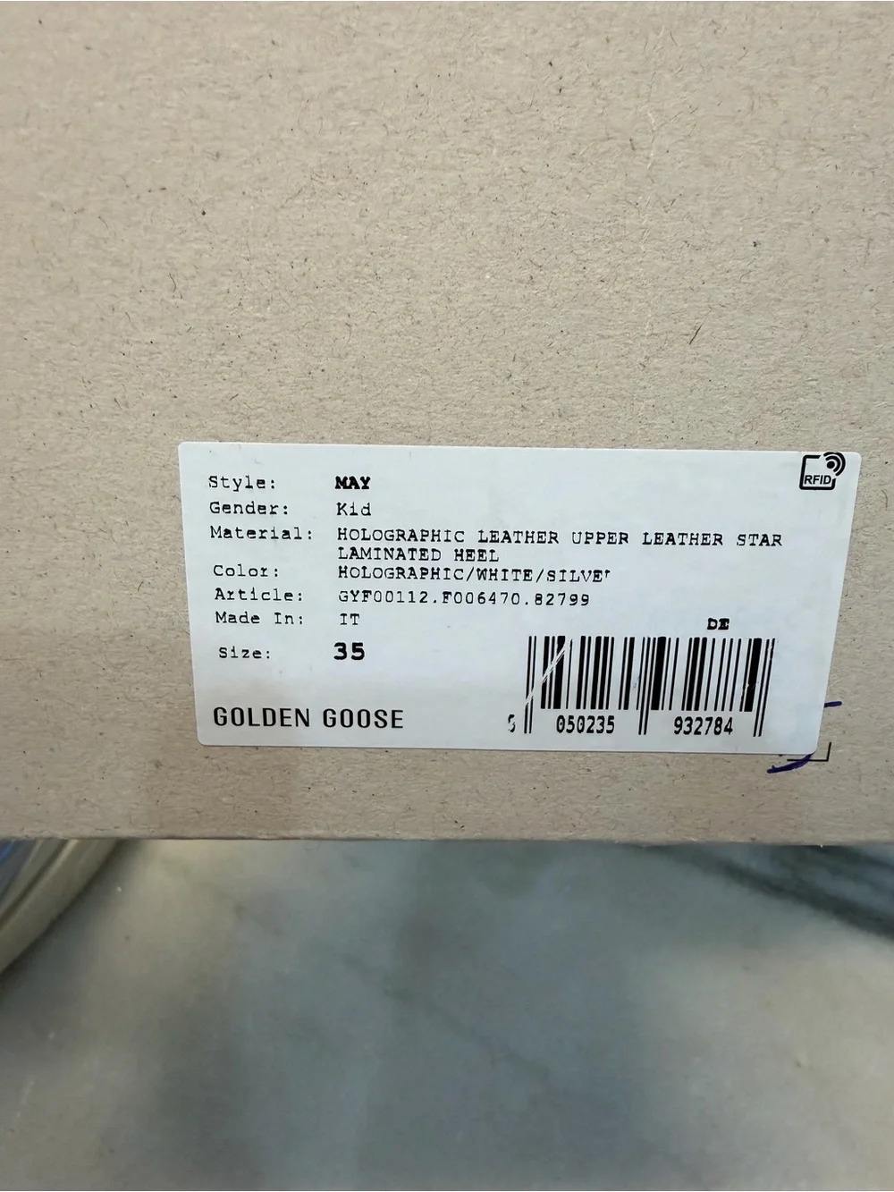Golden Goose May Kids Holographic Silver & White Low-Top Sneakers size 35